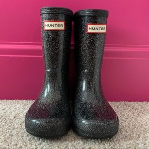 Glitter black toddler girls Hunter Rain Boots sz 8